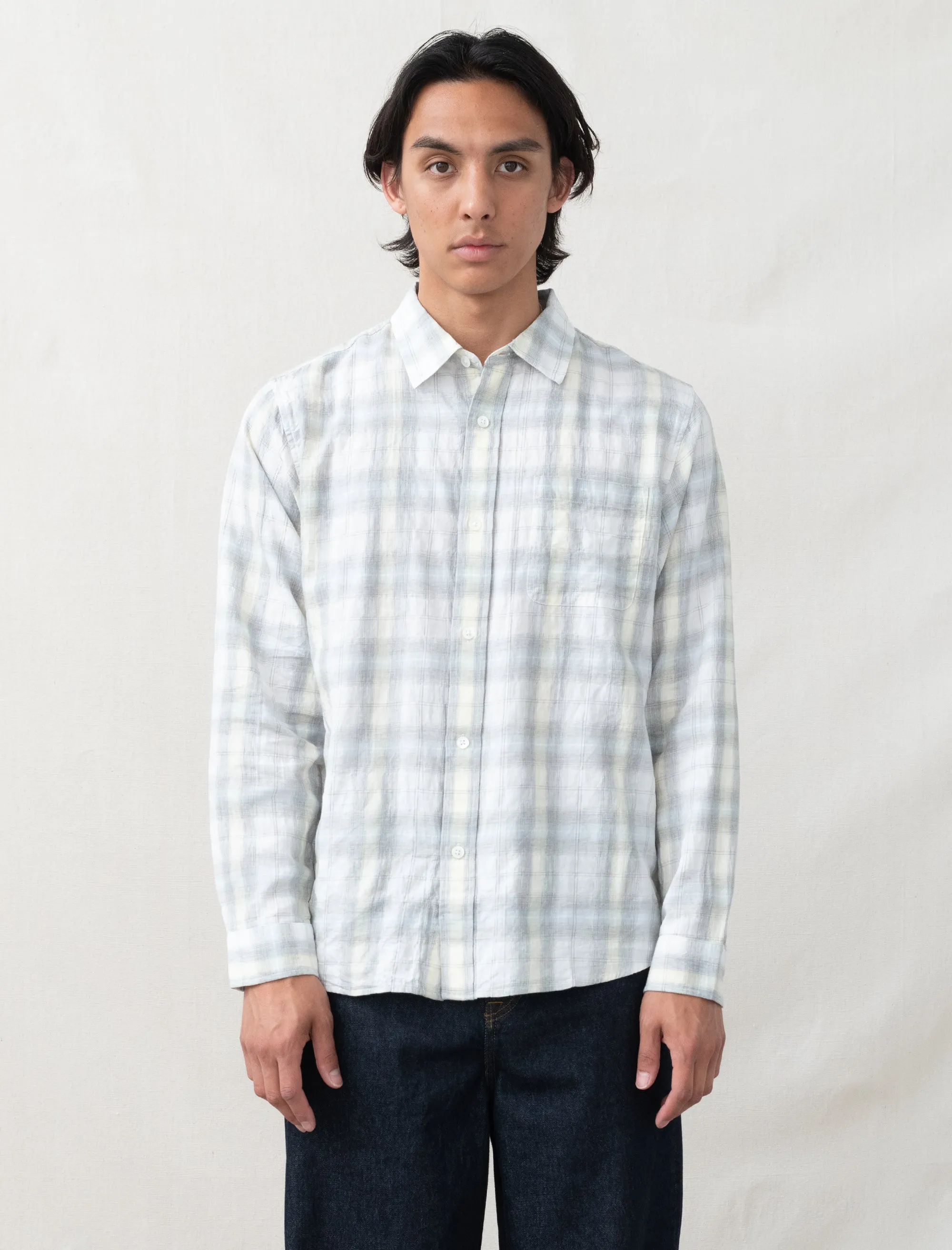 Beach Plaid Shirt (Off-White)