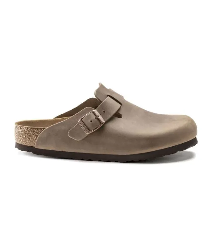 BIRKENSTOCK BOSTON BF LEATHER OIL TABACCO BROWN NARROW FIT | ZUECOS DE PIEL NOBUCK ENGROSADA