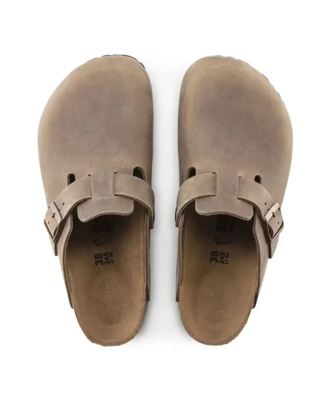BIRKENSTOCK BOSTON BF LEATHER OIL TABACCO BROWN NARROW FIT | ZUECOS DE PIEL NOBUCK ENGROSADA