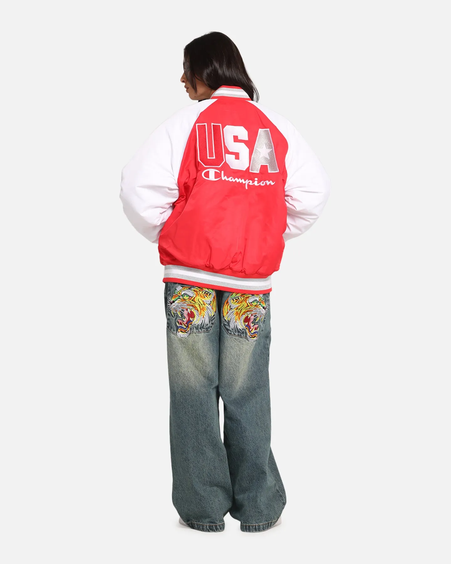 Champion Rebel USA Letterman Jacket Red Spark Csi