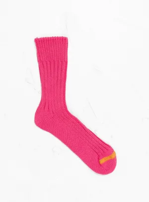 Chunky Ribbed Crew Socks Dark Pink