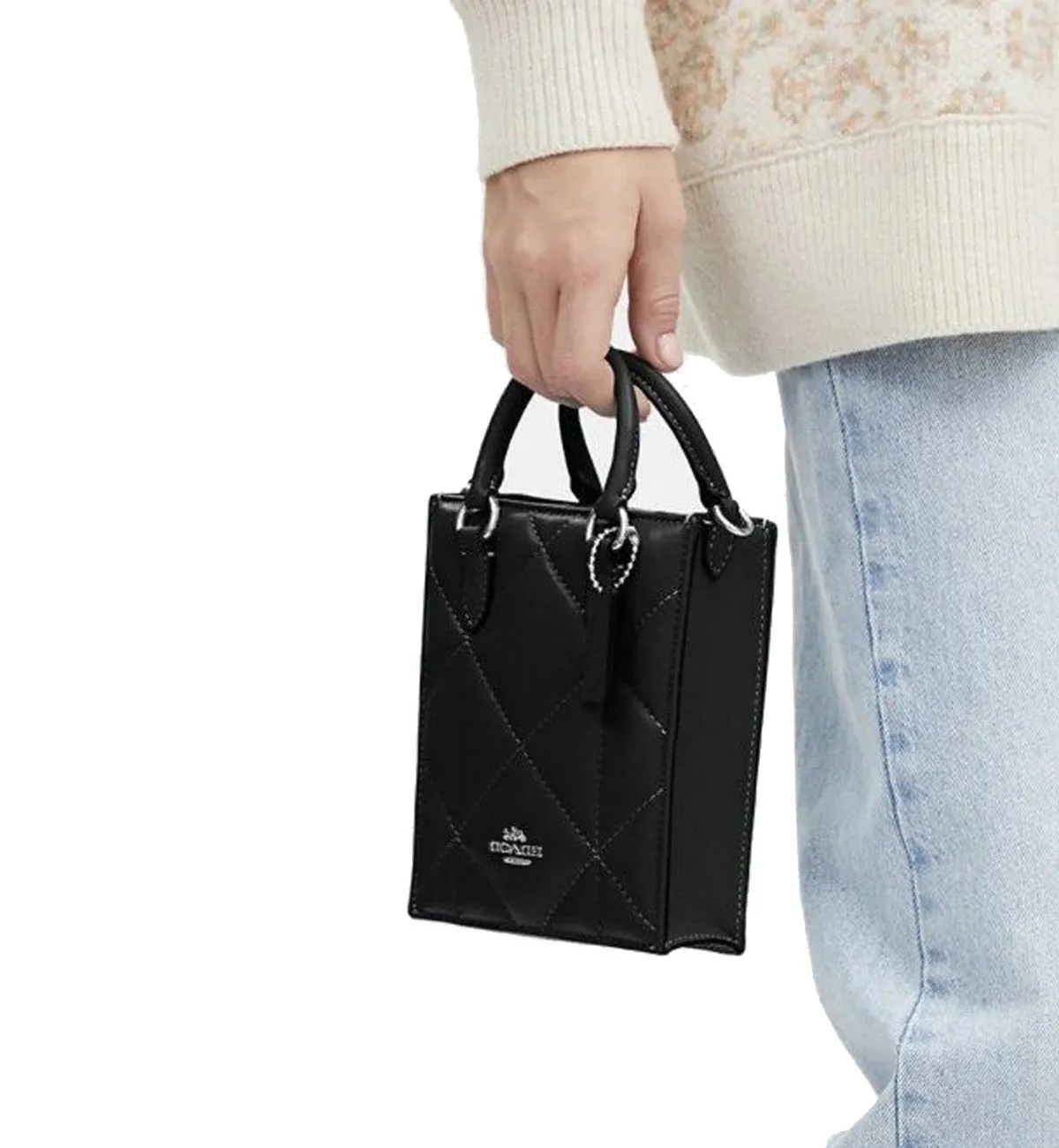 Coach Mini Tote Crossbody Sling Bag Black