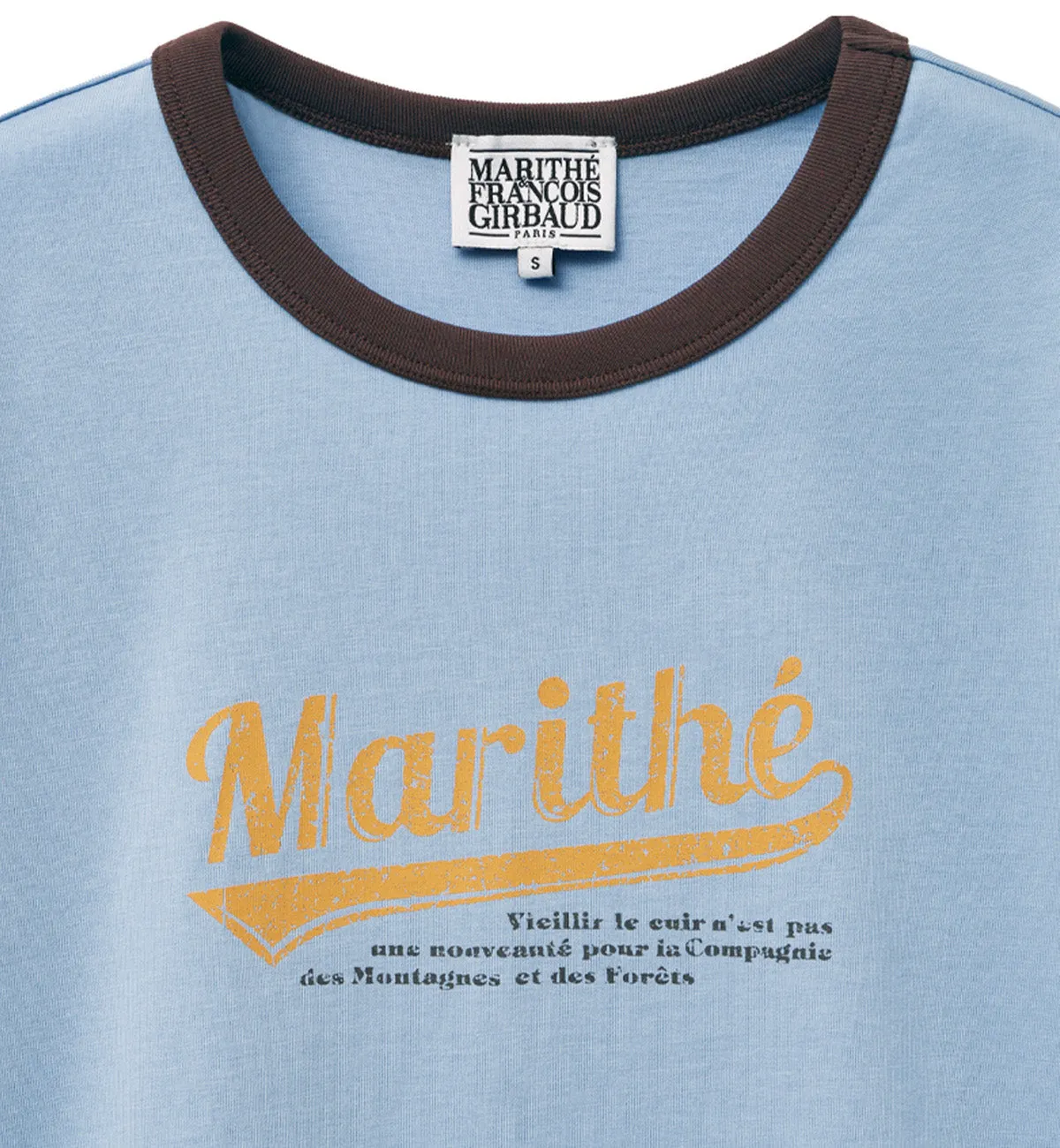 Marithe Vintage Baseball Ringer T-Shirt (Sky Blue)