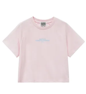 Marithe W Lettering Logo Crop T-Shirt (Light Pink)