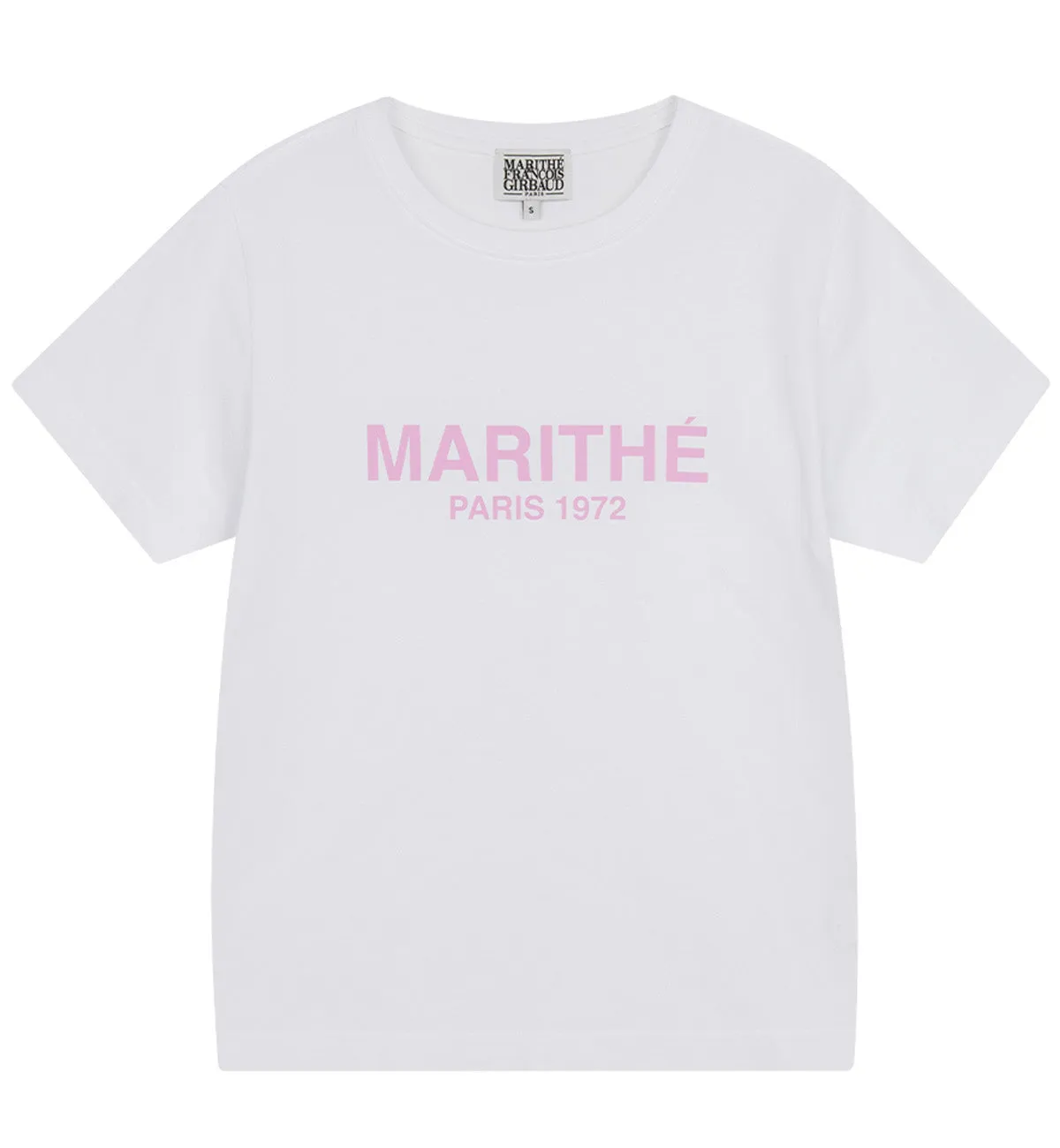 Marithe W Regular Logo T-Shirt (White Pink)