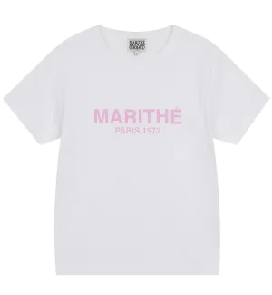 Marithe W Regular Logo T-Shirt (White Pink)
