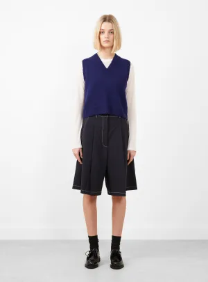 Merino Pointelle Waistcoat Prussian Blue