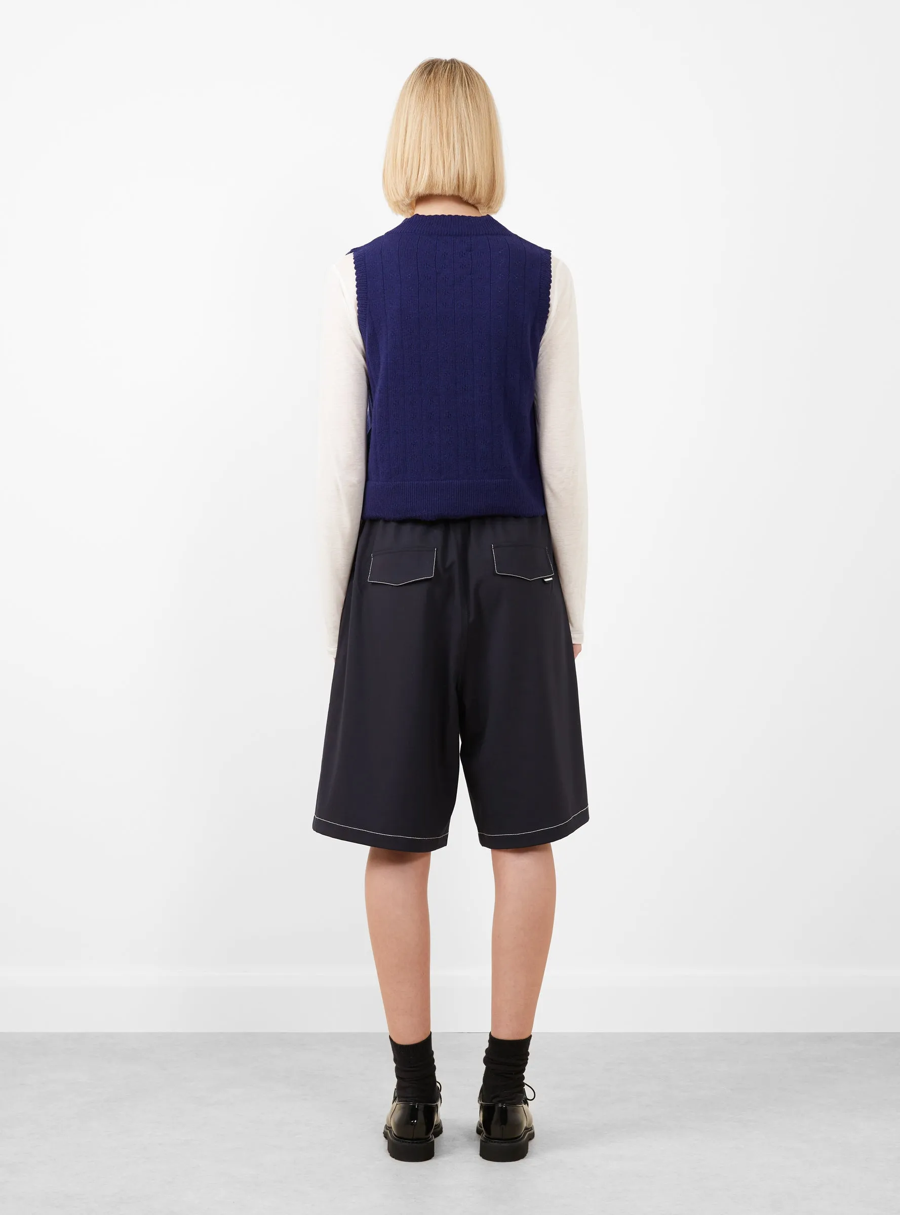 Merino Pointelle Waistcoat Prussian Blue