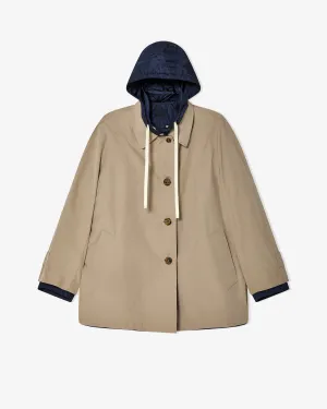 Miu Miu - Women's Panama Cotton and Technical Pong Blouson Jacket - (Clay/Navy)