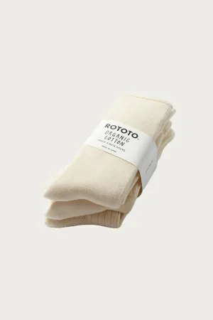 Organic Daily 3 Pack Crew Socks - Ecru