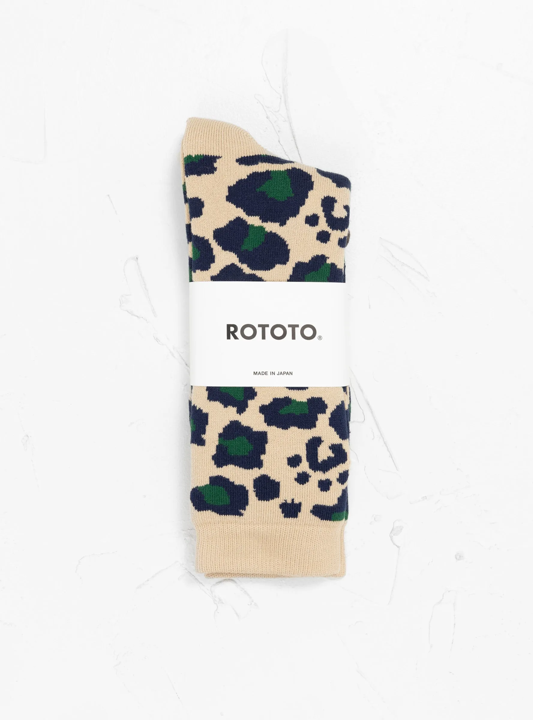 Pile Leopard Crew Socks Navy & Green