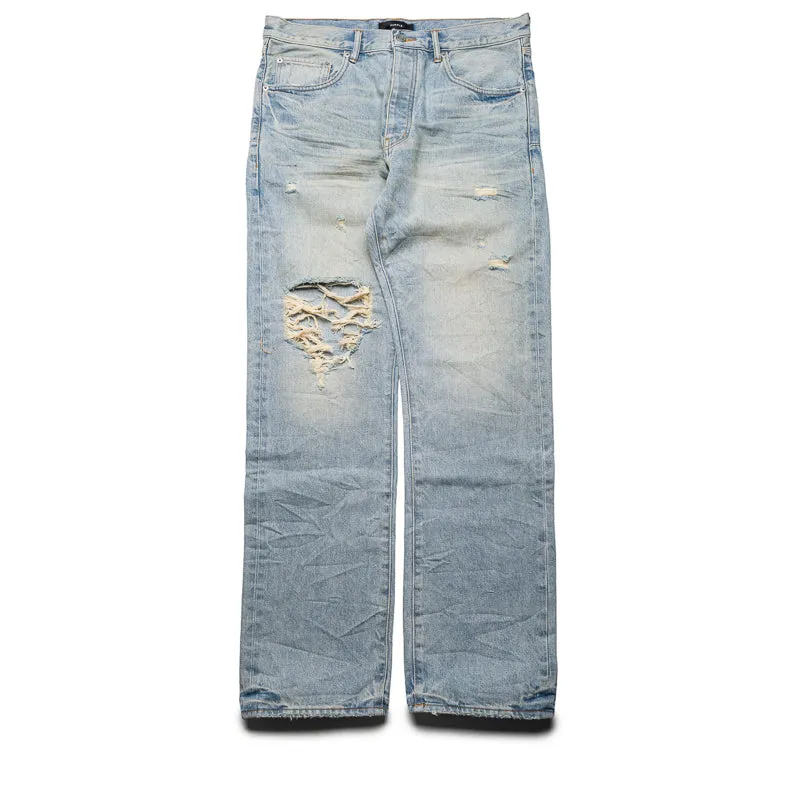Purple Brand Mid Rise Straight Leg Knee Blowout Jean - Light Indigo