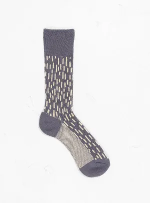 Rain Drop Crew Socks Steel Blue & Ivory