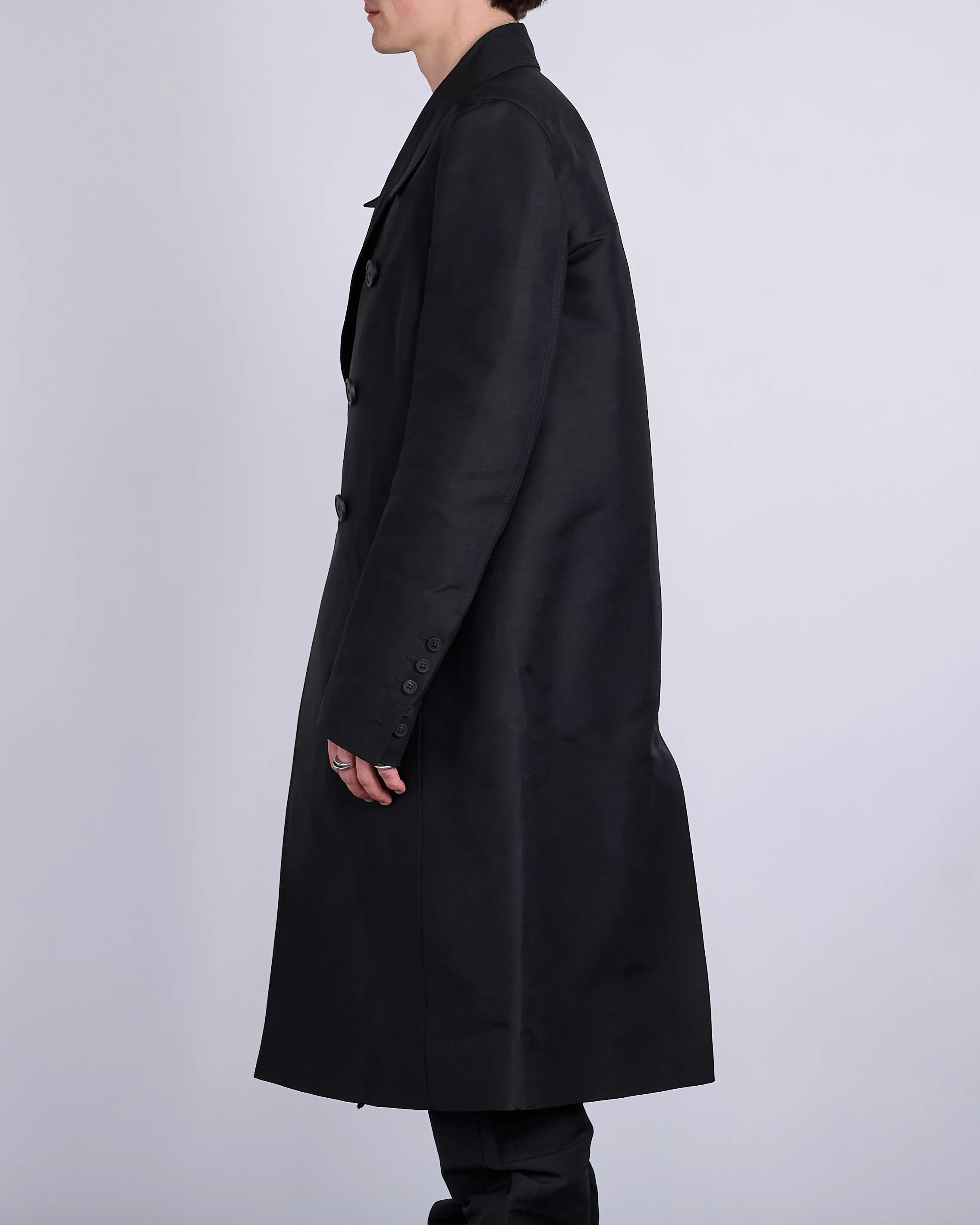 Rick Owens Officer Coat Heavy Faille Black