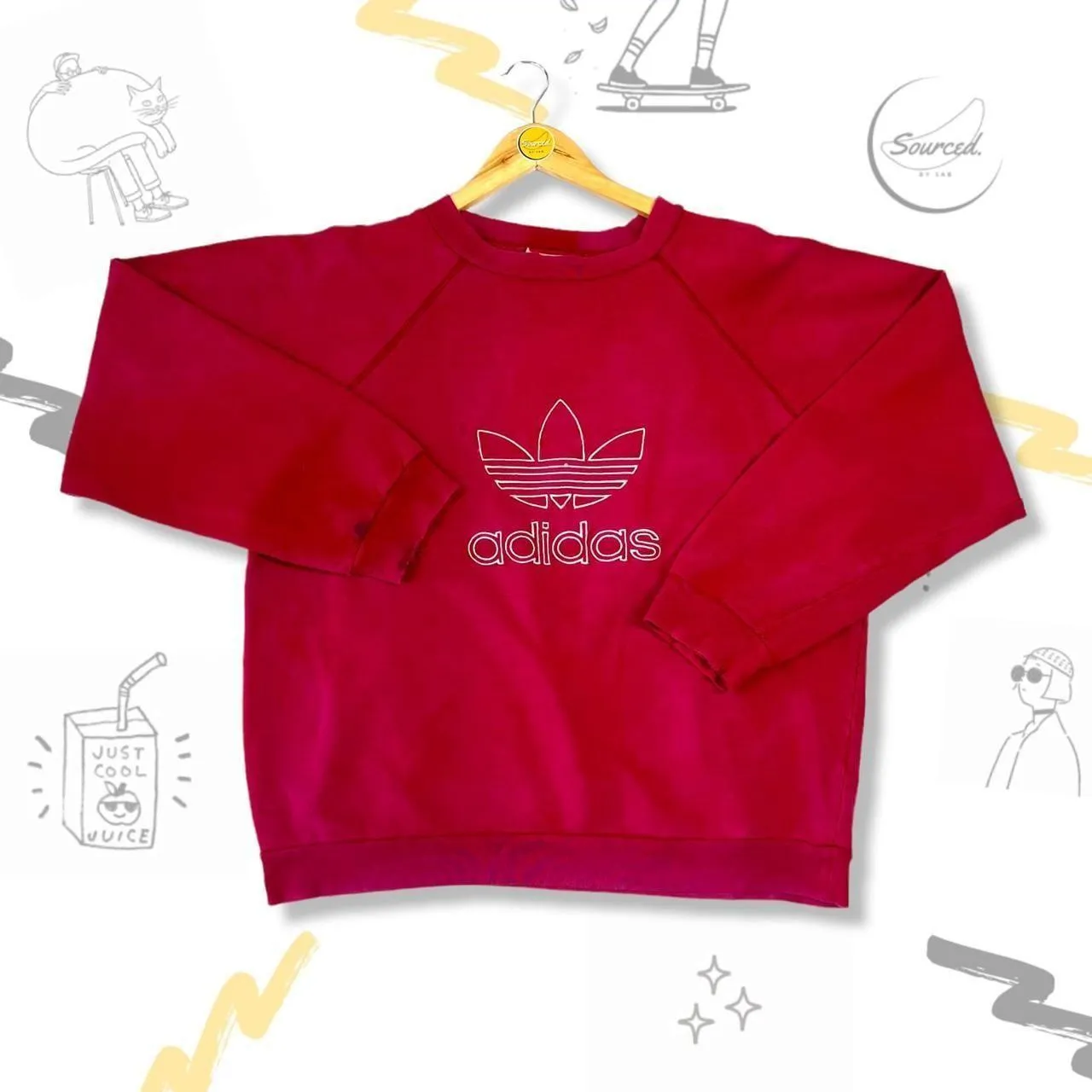 Vintage 90s Adidas Originals Pink Sweatshirt (M)