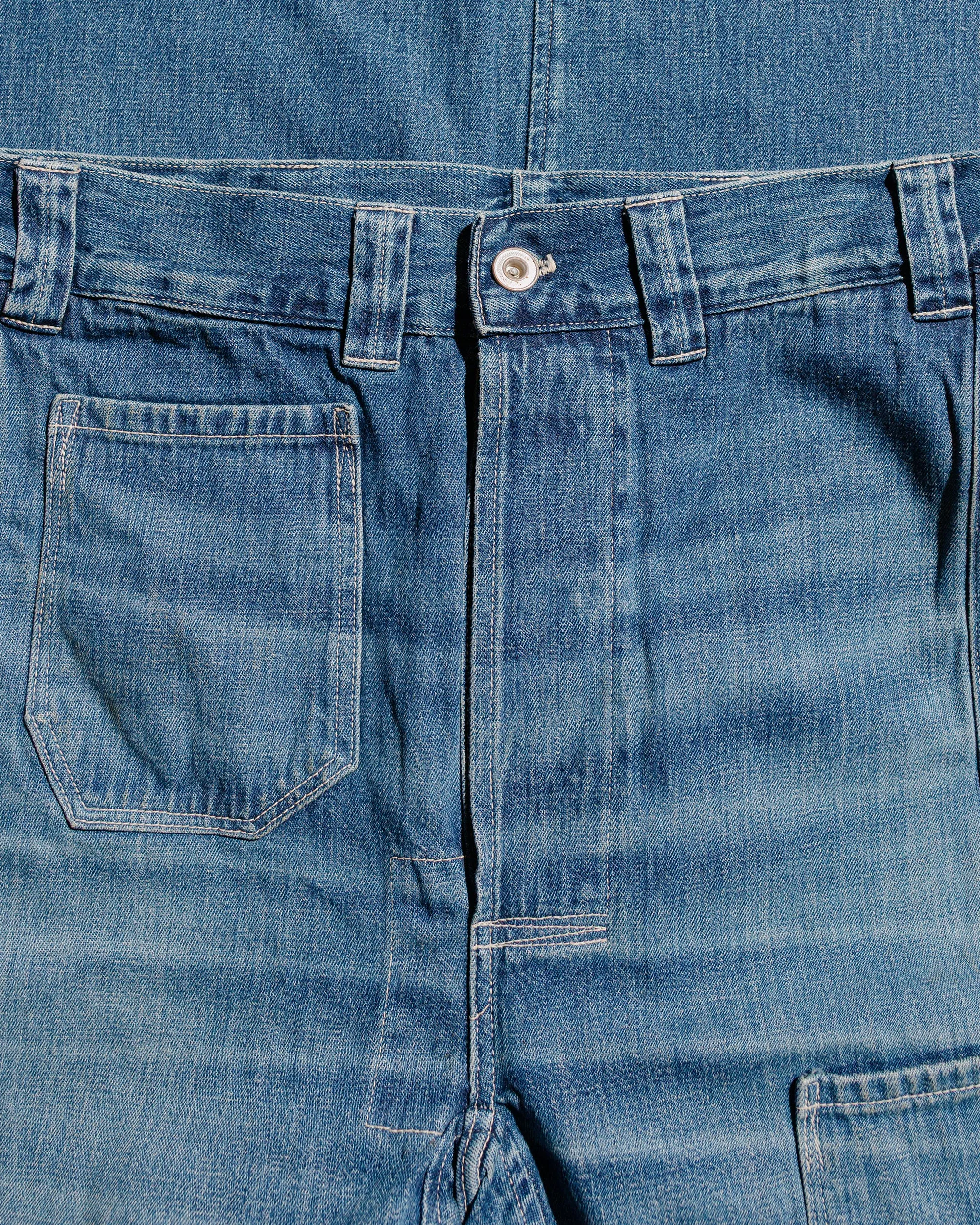 Warehouse Lot. JG-01 1910s Netmaker's Trousers Indigo Denim Used Wash (Light Colour)