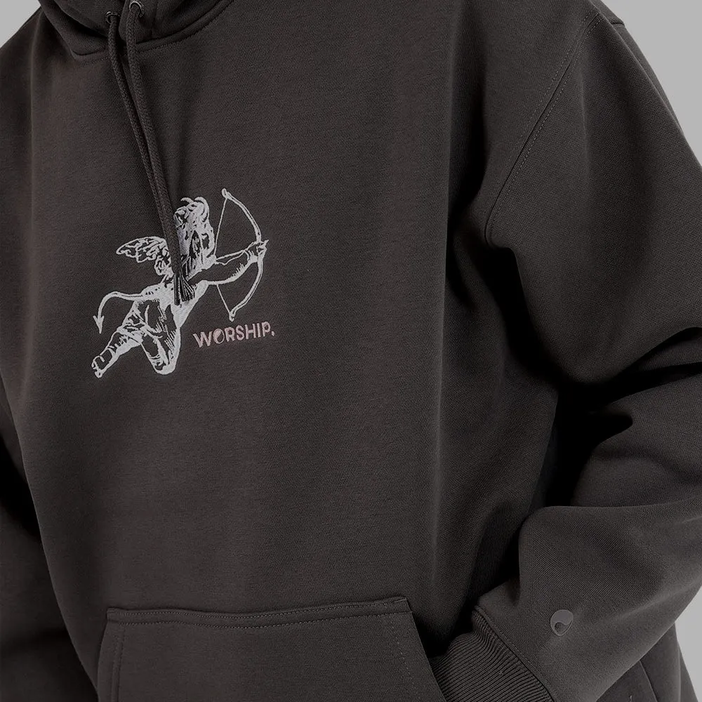 Worship Cherub Pull Over Hood Worn Black